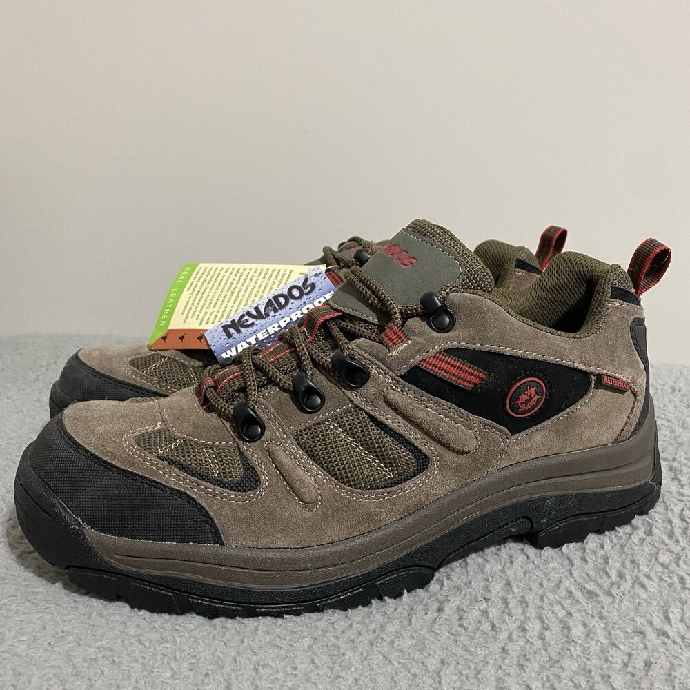 Nevados Klondike WP Low Hiking Shoes Mens 12 Brown Tan Red Waterproof Trail Camp